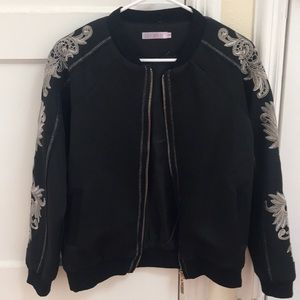 Black Embroidered Bomber Size Small